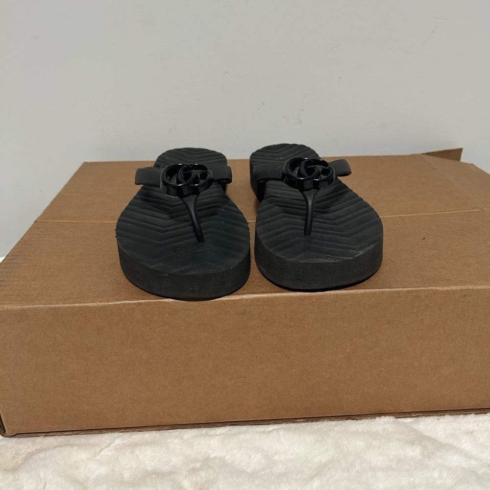 Black Gucci Platform Flip Flop Sandals